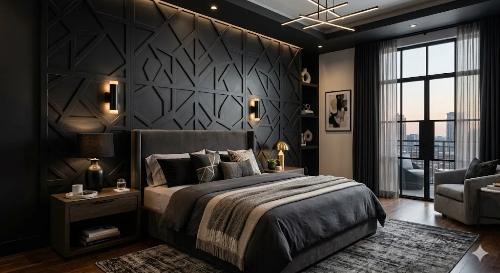 Black Paneled Accent Wall