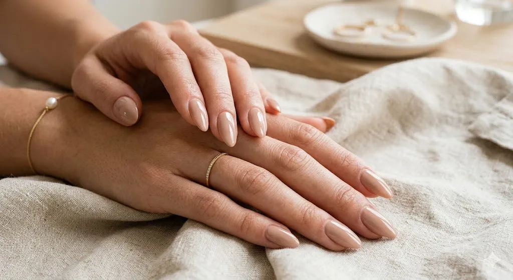 Nude Almond Classic Nails