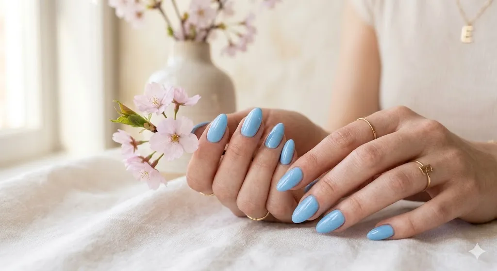 Sky Blue Gloss Nails