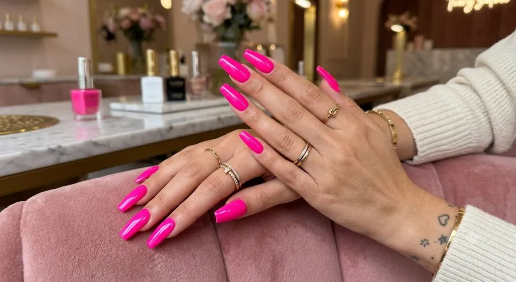 Hot Pink Bold Nails