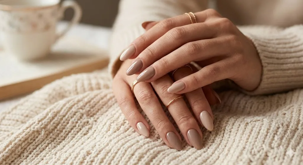 Neutral Tone Almond Nails