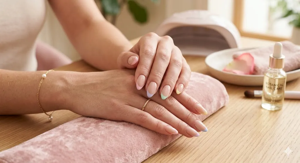 Pastel French Tip Almond Nails