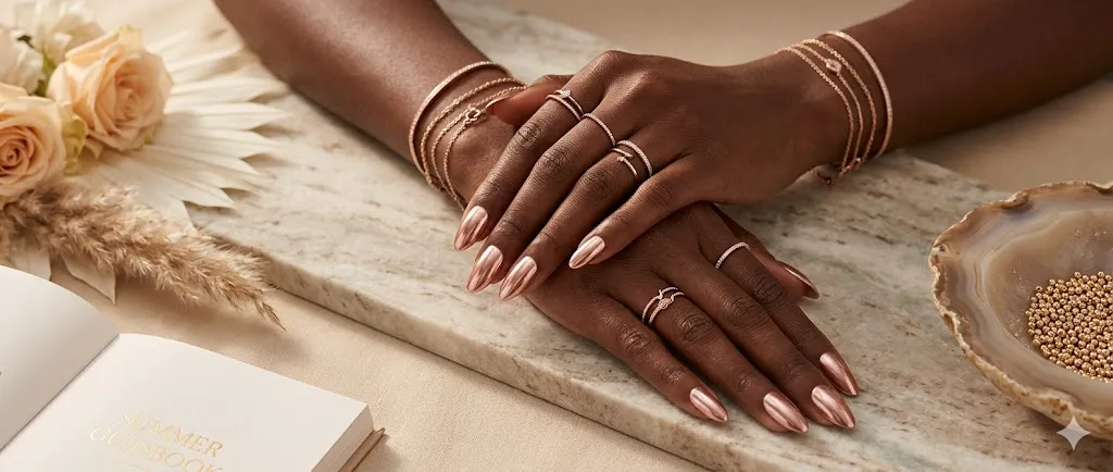 Rose Gold Metallic Nails
