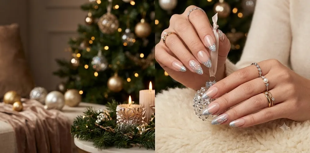Glitter French Tip Nails