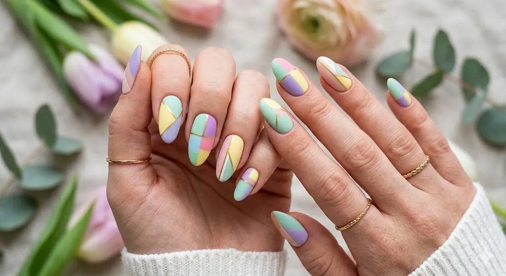 Pastel Color Block Nails
