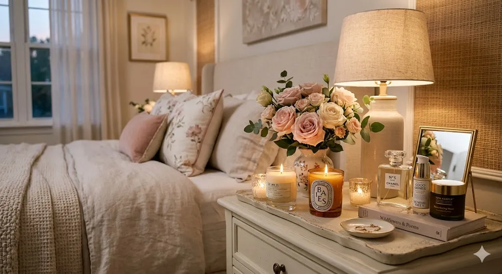 Roses and Candles for a Self-Care Corner