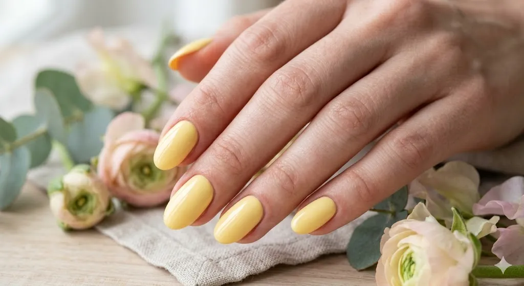 Butter Yellow Oval Nails