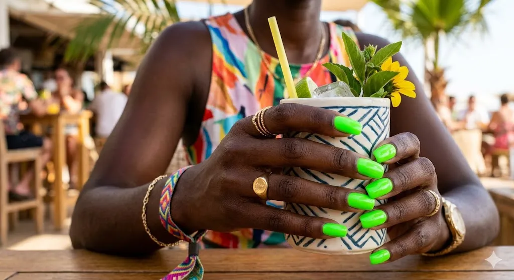 Neon Green Glow Nails