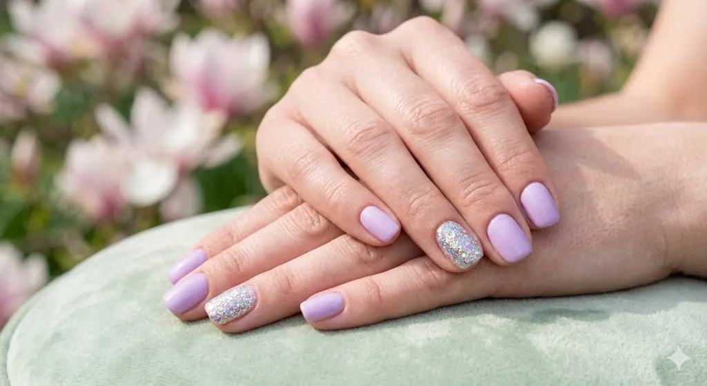 Pastel Glitter Accent Nails