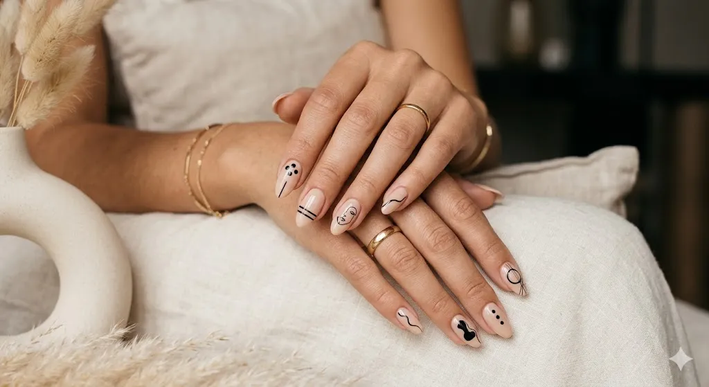 Minimal Line Art Nails