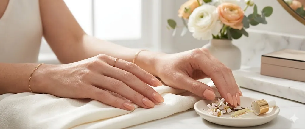 Peachy Nude Oval Nails