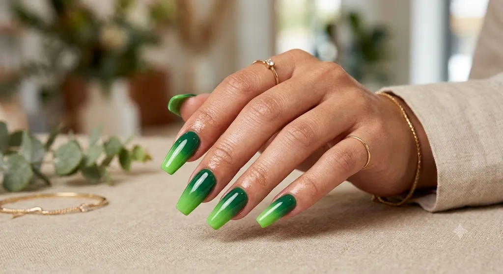 Green Ombre Nails