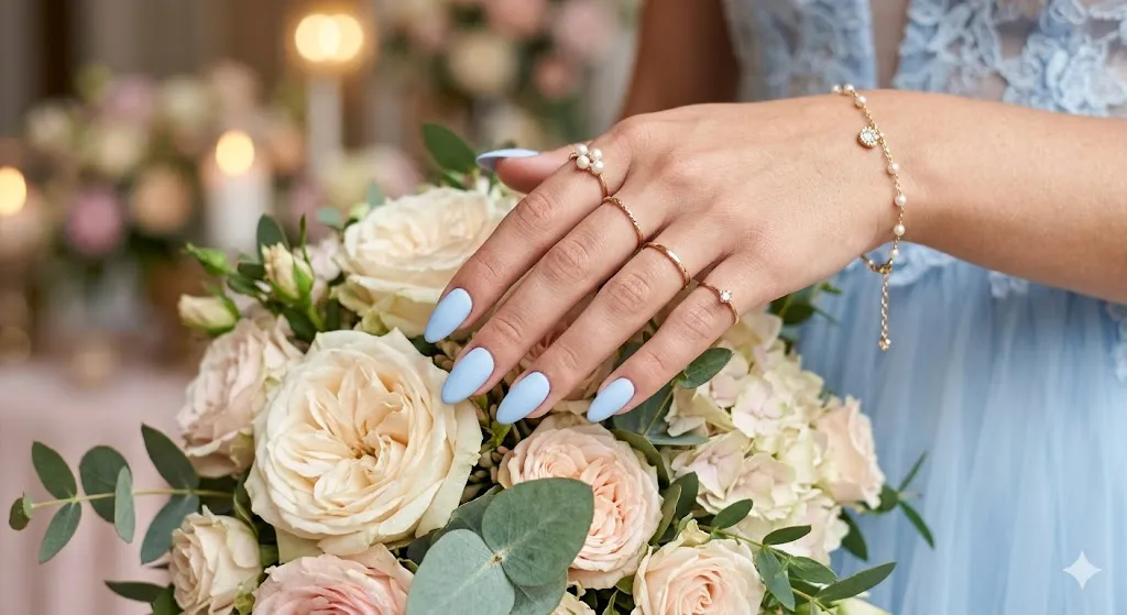 Baby Blue Matte Nails
