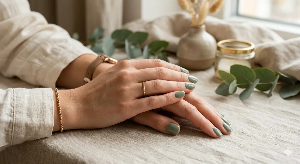 Sage Green Short Nails