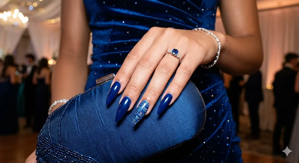 Deep Sapphire with Glitter Accent