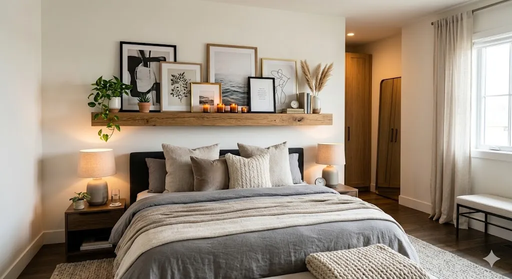 Floating Shelf With Layered Decor