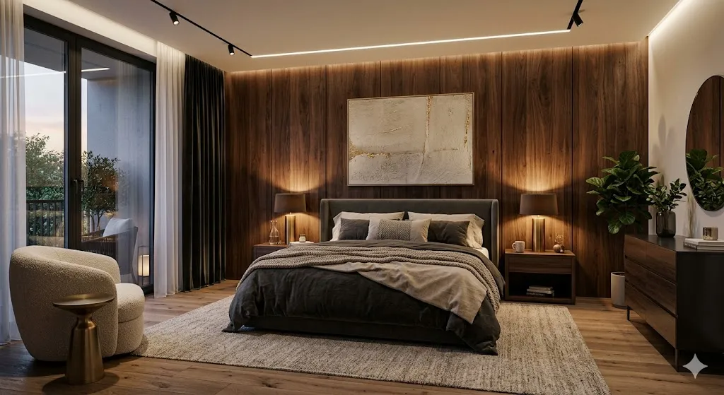 Dark Wood Panel Wall