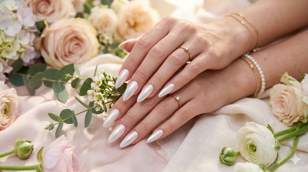 Pearl Shine Stiletto Nails