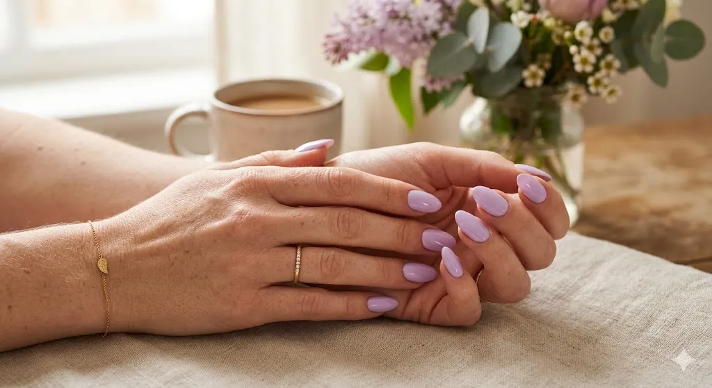 Soft Lilac Almond Nails