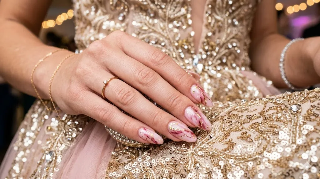 Pink Marble Nails