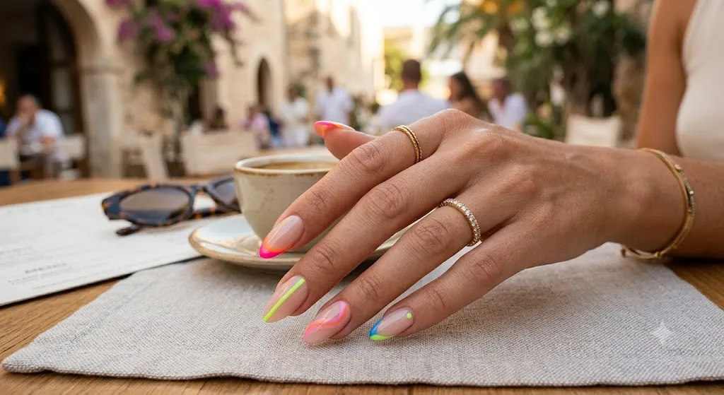 Glossy Nude with Neon Accent