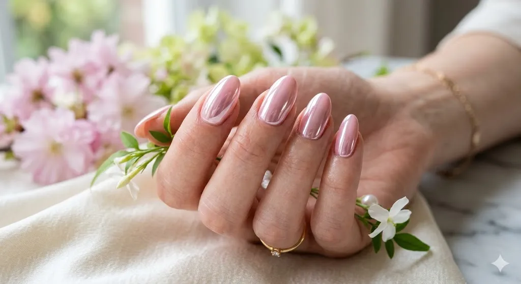 Baby Pink Chrome Nails
