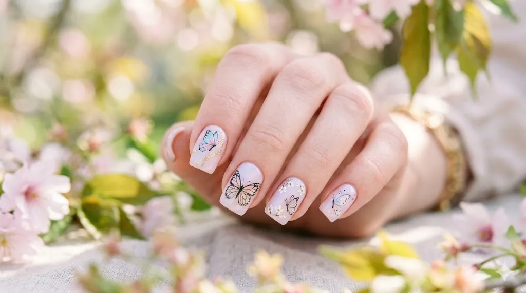 Butterfly Square Nails