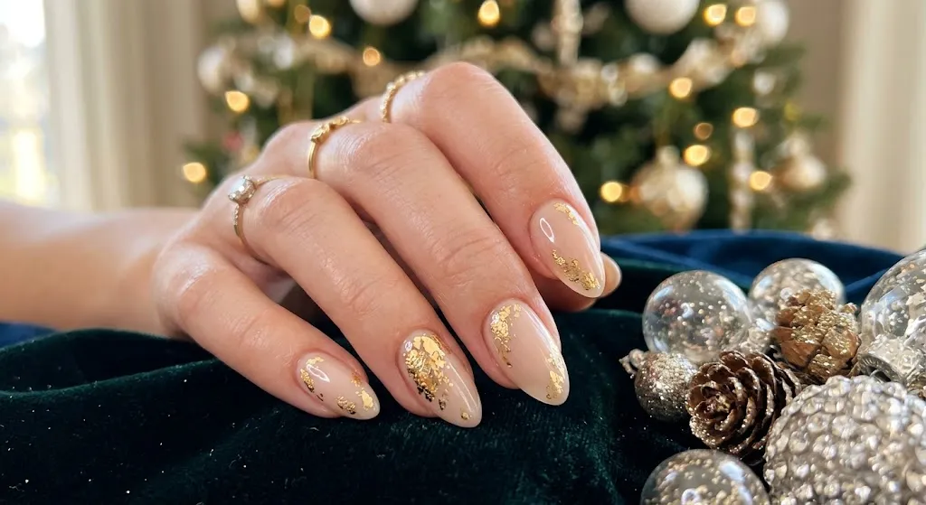 Gold Foil Accent Nails