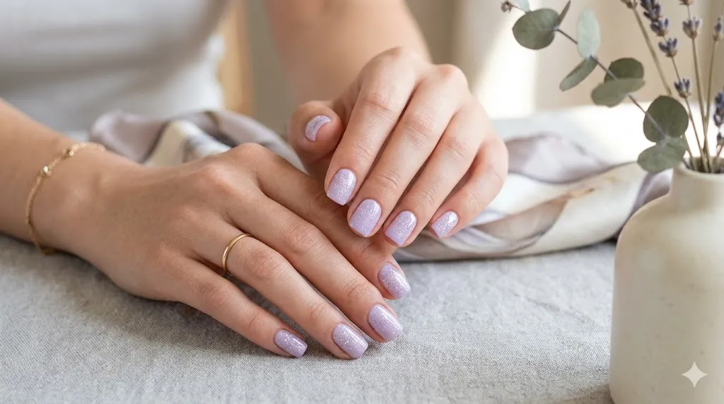 Pastel Glitter Square Nails