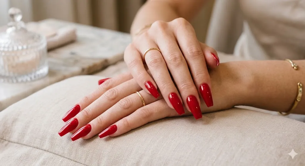 Classic Red Gel Nails