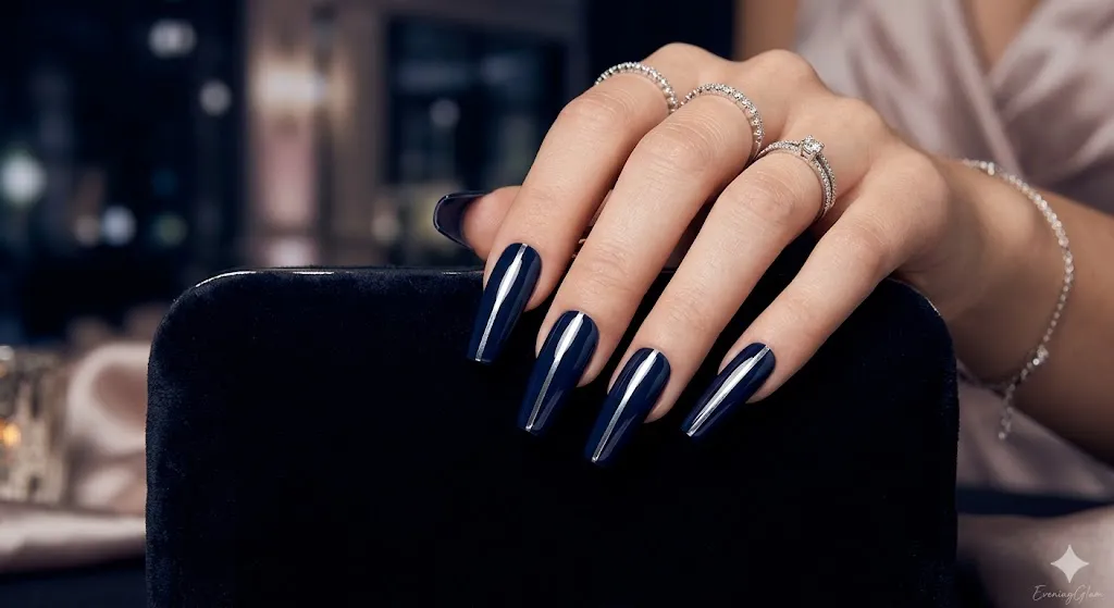 Deep Navy with Silver Stripes