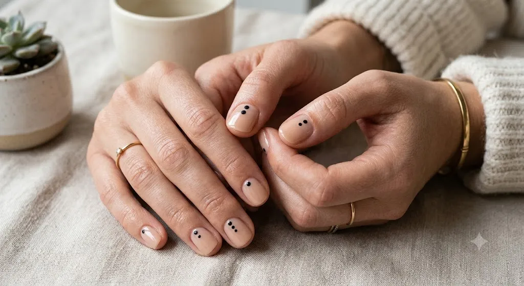 Nude Nails with Minimal Dots