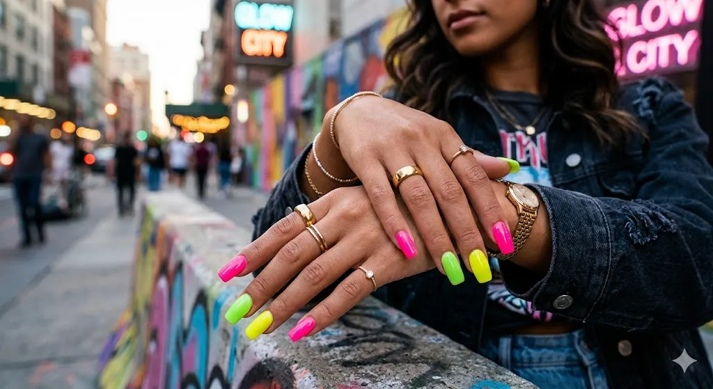 Neon Acrylic Nails