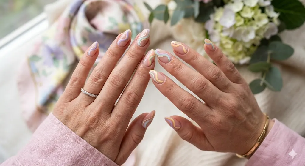 Nude Base with Pastel Swirls