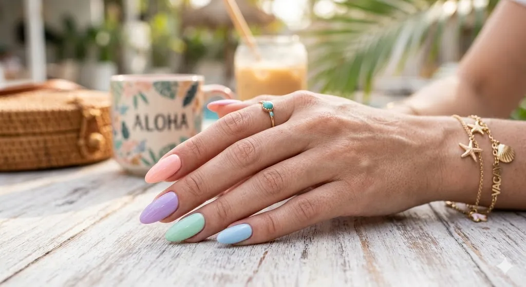 Pastel Rainbow Nails