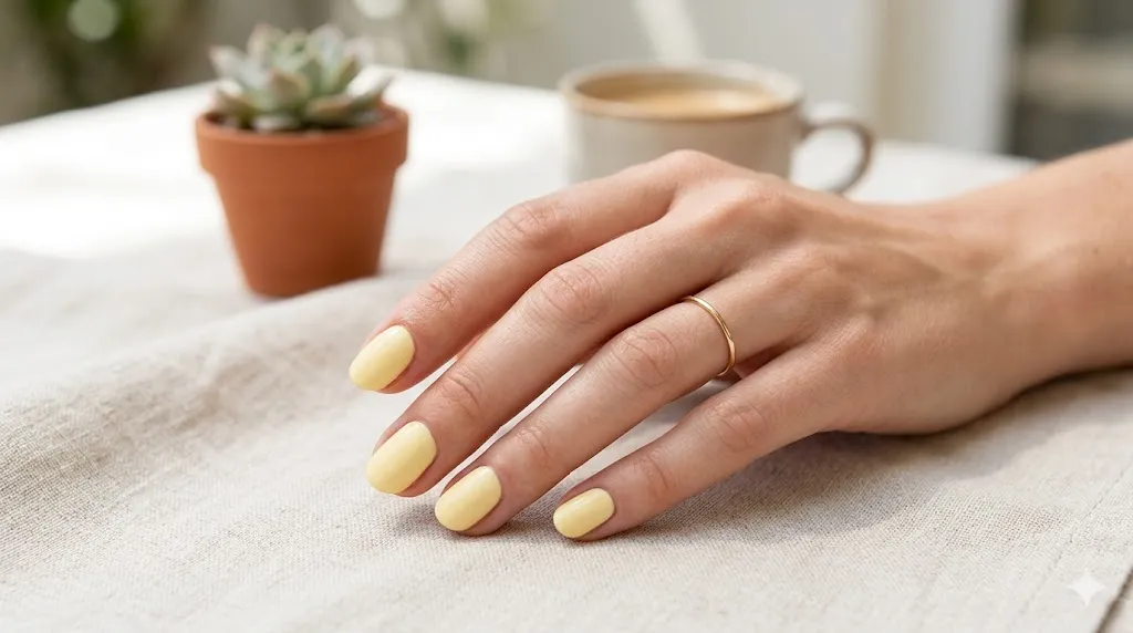 Pale Yellow Minimal Nails