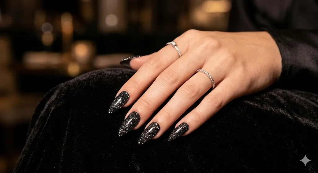 Black Glitter Nails