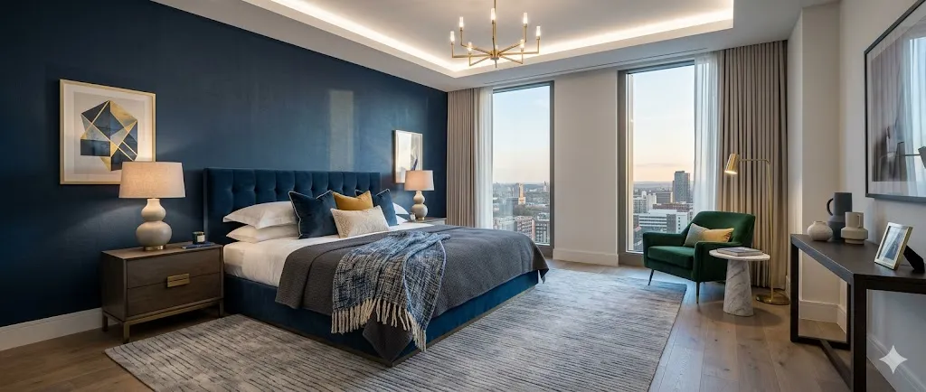 Dark Blue Statement Wall
