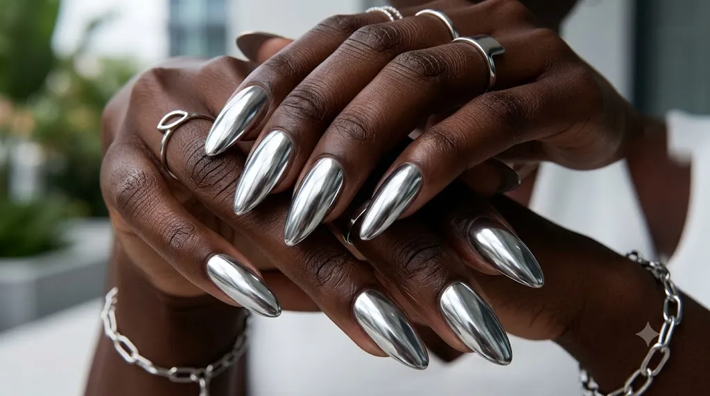 Silver Chrome Nails
