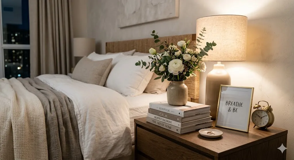 Books, Flowers, and a Framed Quote