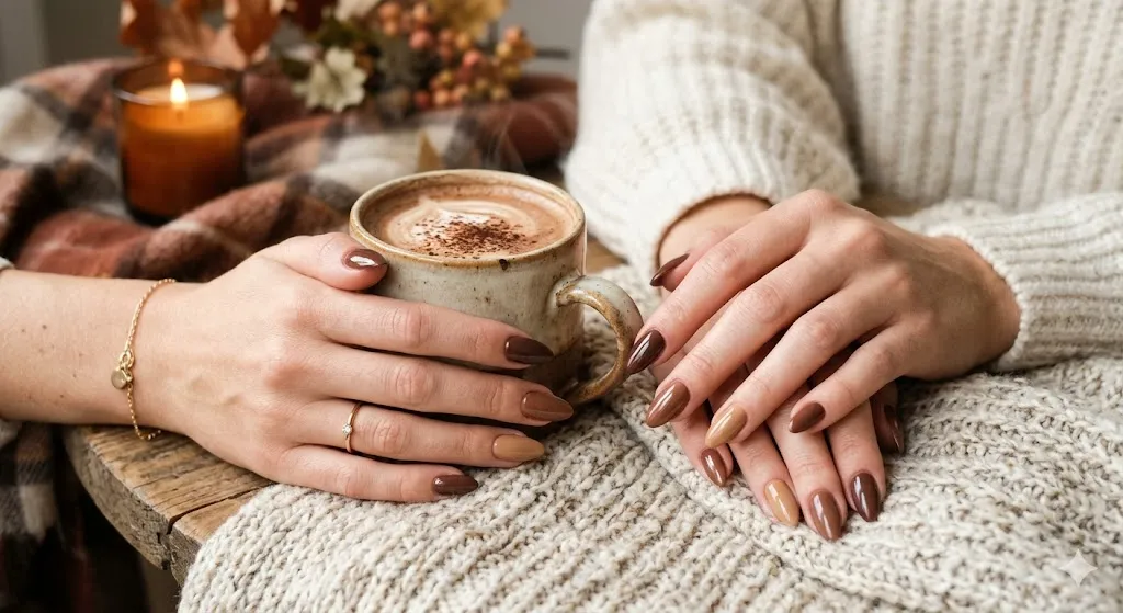 Brown Tone Almond Nails
