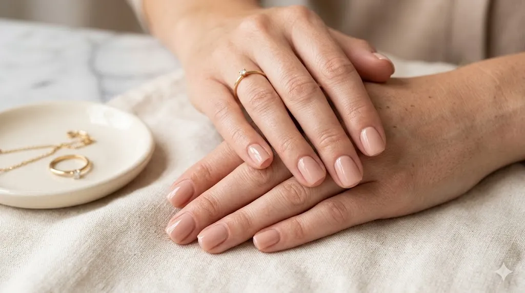 Glossy Nude Square Nails