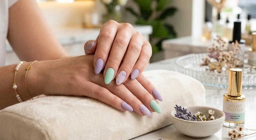 Matte Pastel Almond Nails
