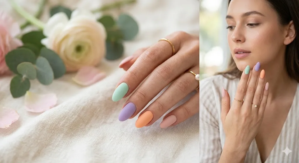 Matte Pastel Mixed Nails