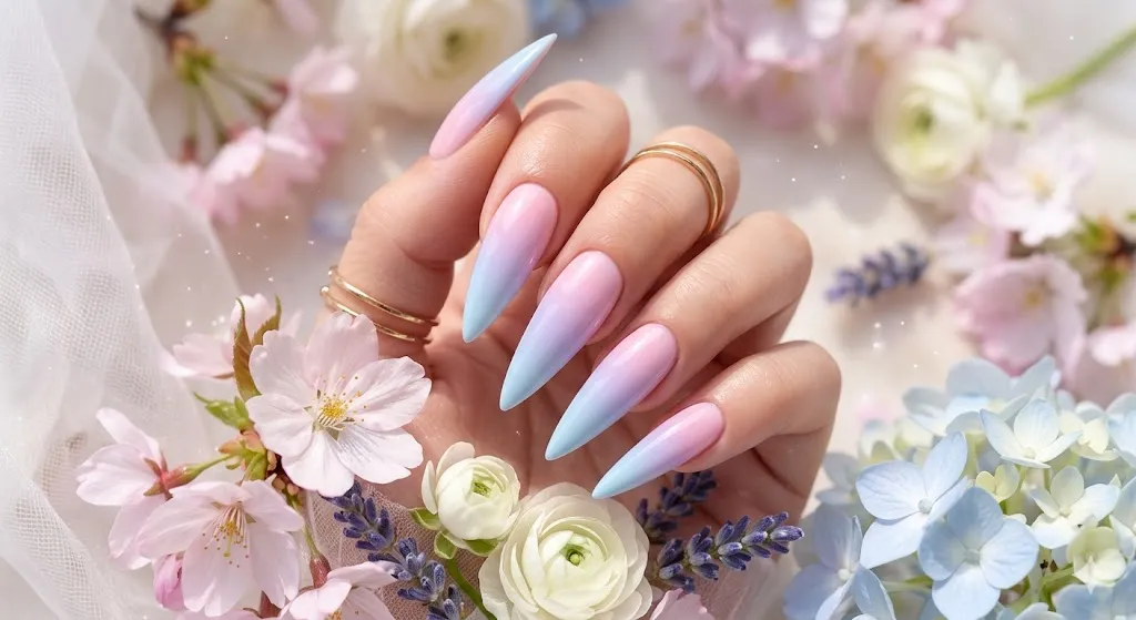 Pastel Ombre Stiletto Nails
