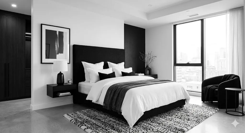 Black and White Bedroom Design