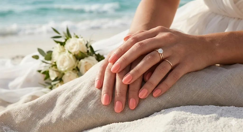 Soft Coral Glossy Nails