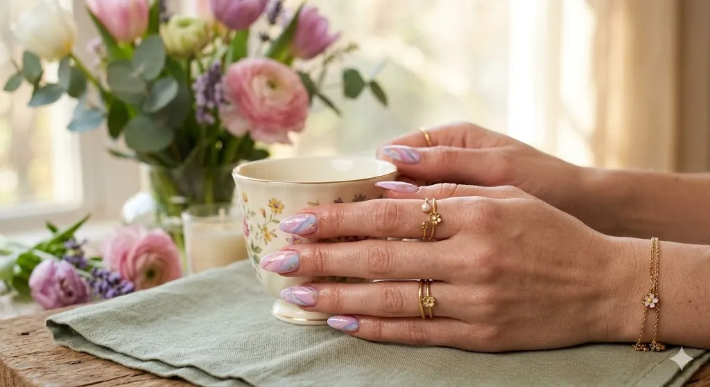 Pastel Marble Gel Nails