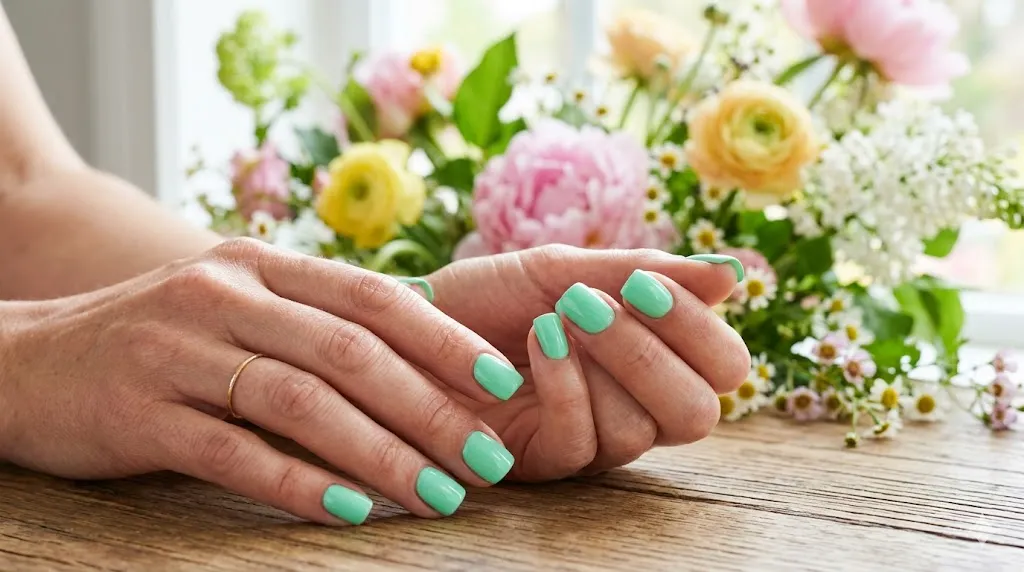 Mint Green Square Nails