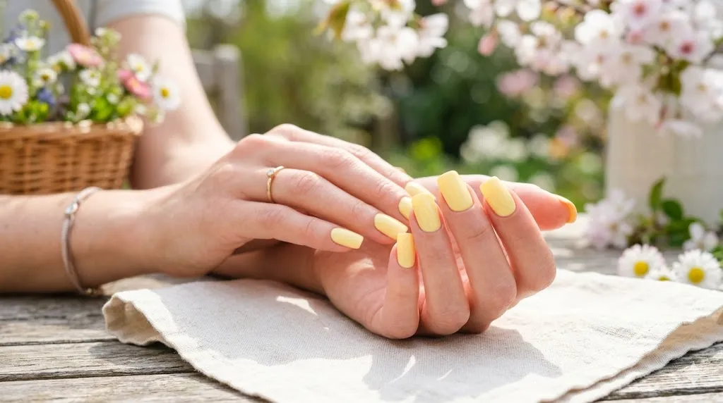 Soft Yellow Square Nails